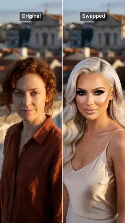 Character Swap example: The same clip, before and after
