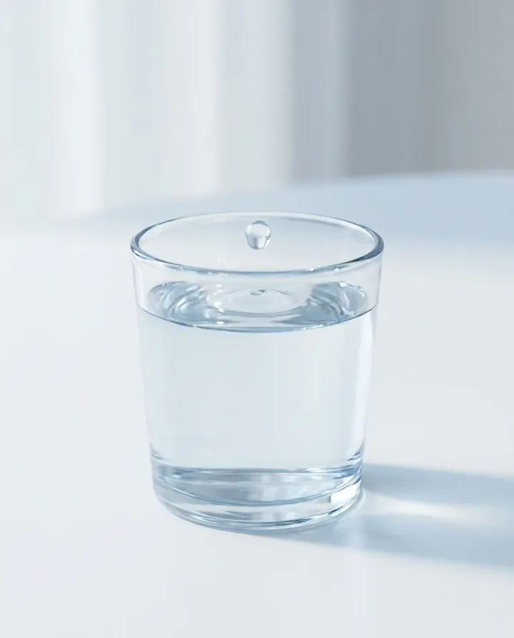 A drop falling into a glass of water, a frame from a vertical YouTube Short