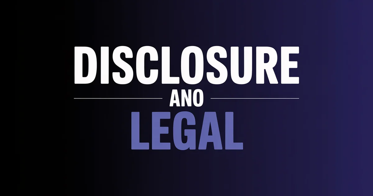 AI Influencer Disclosure and Legal 2026, bold headline beside a checklist icon on a dark navy gradient