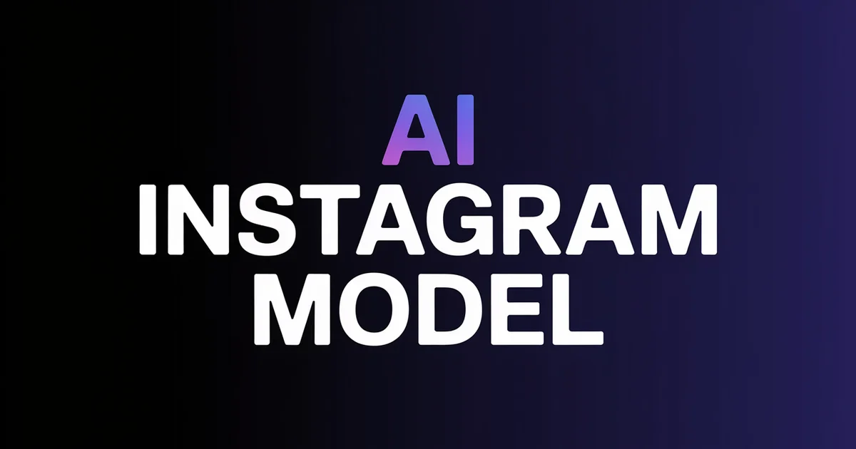AI Instagram Model 2026, bold headline beside a repeating character portrait icon on a dark indigo gradient