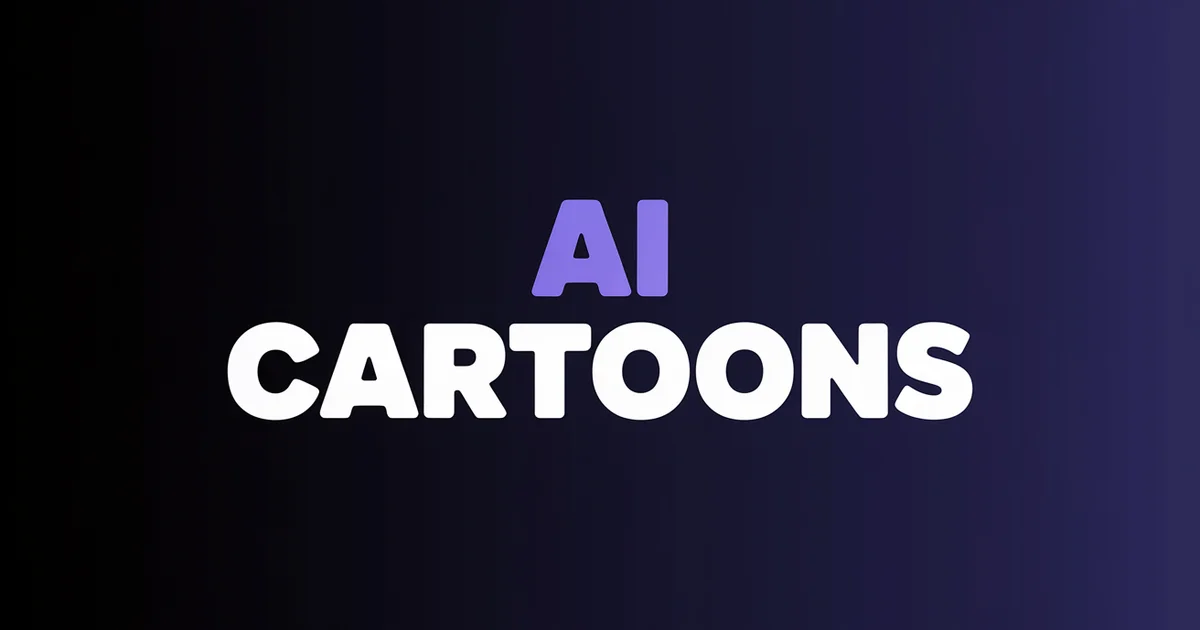 A History of AI Cartoon Generators 2018 to 2026, bold headline over a dark indigo gradient with a stylised film-strip motif