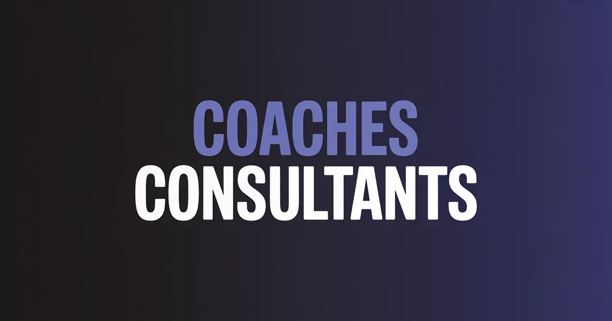 AI Video Tools for Coaches and Consultants 2026, bold headline over vertical video thumbnails on dark navy gradient