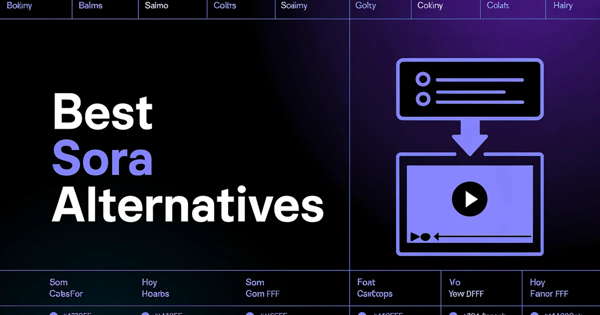 Best Sora Alternatives 2026, bold headline over a dark violet gradient with a swap-arrows glyph