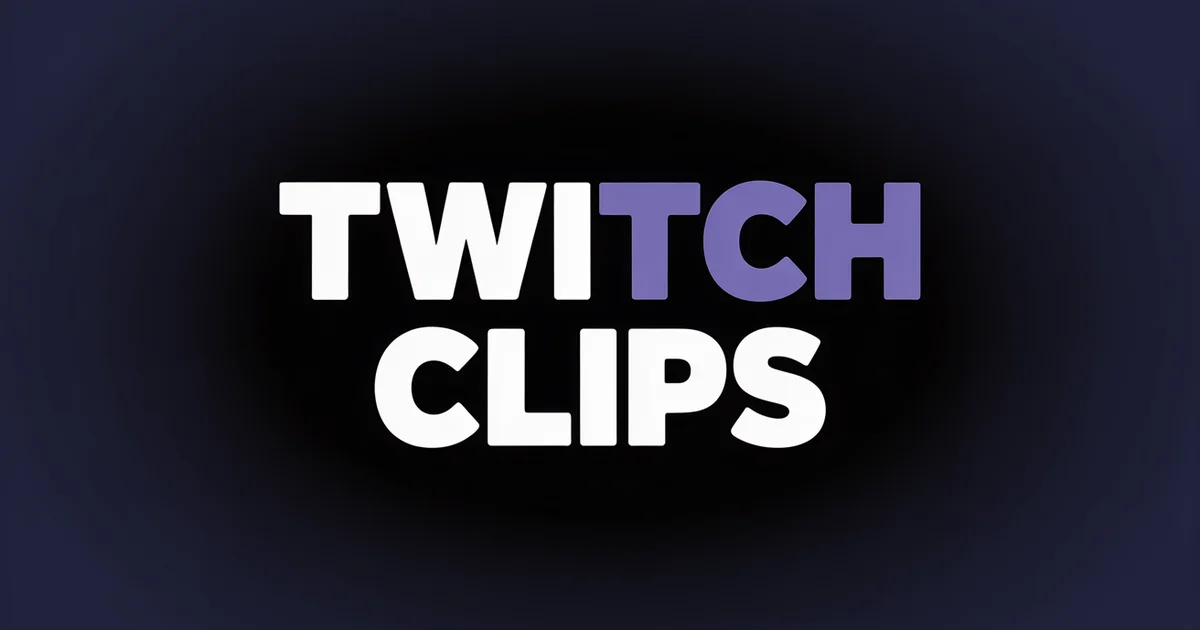 Best Twitch Clip Maker 2026, bold headline over a dark stream-glow gradient with an abstract clip-timeline motif