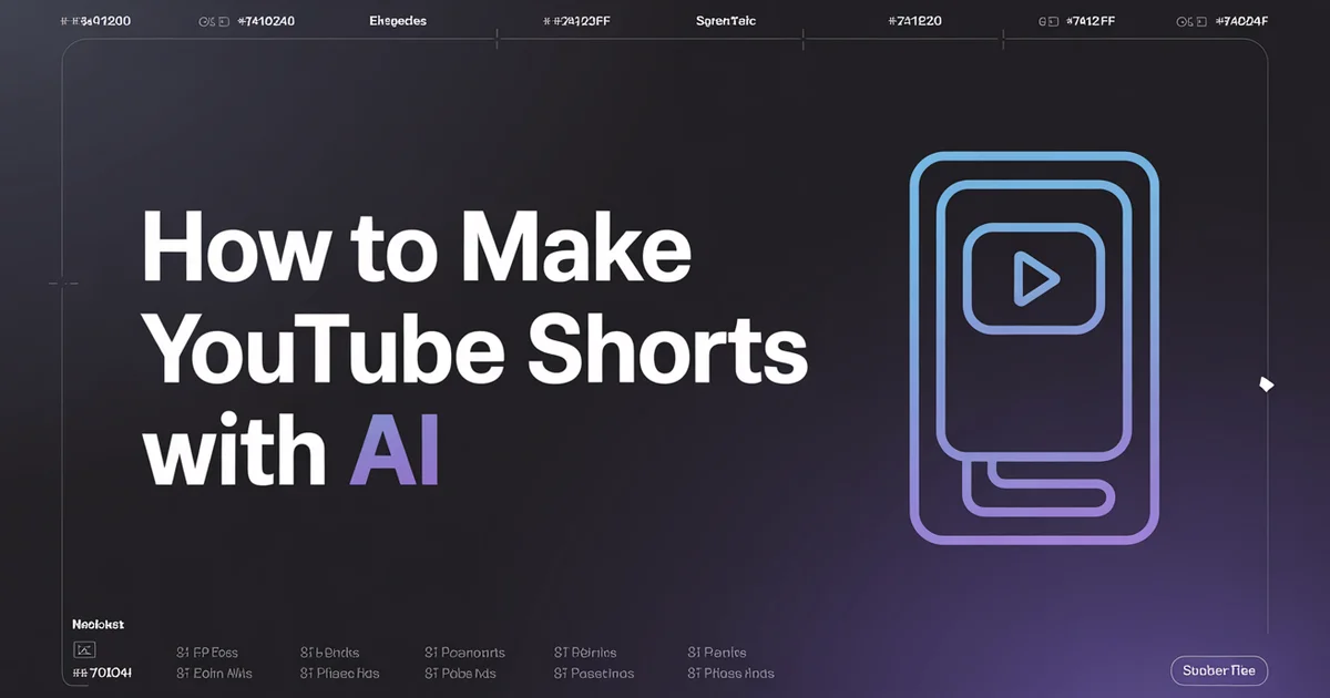 How to Make YouTube Shorts with AI 2026, bold headline beside a vertical 9 by 16 play-button icon on a dark indigo gradient