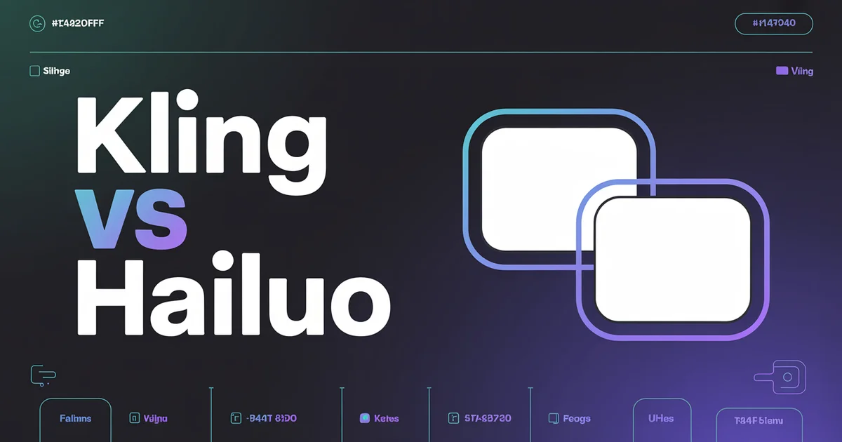 Kling vs Hailuo 2026, bold headline over a split-screen of two motion-blurred film frames on a dark indigo gradient